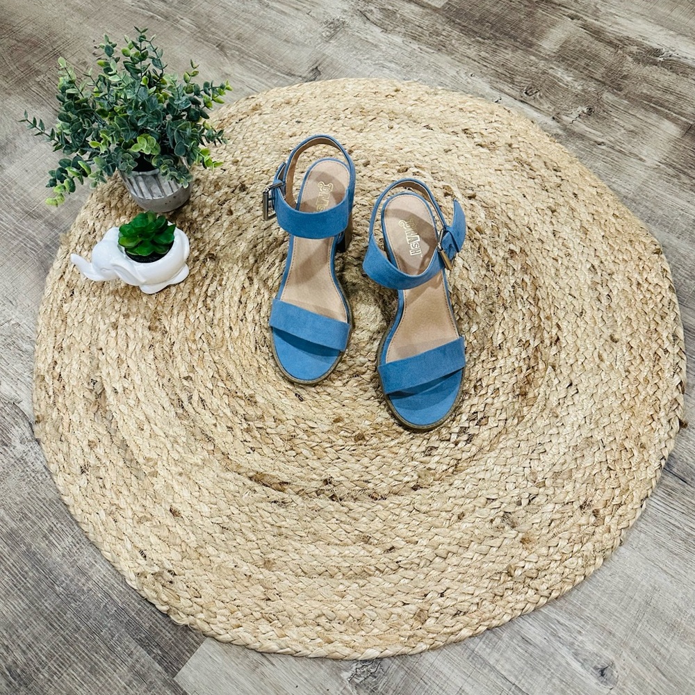 Brash Light Blue Chunk Heels